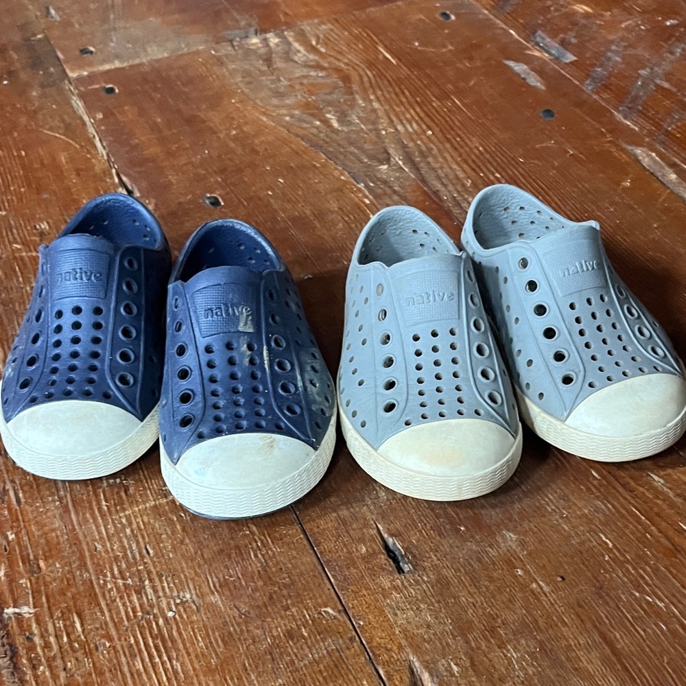 Native Kids Water Shoes - Navy and Light Gray Slip-Ons